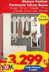 AKASYA VESTİYER PORTMANTO TAKIMI BEYAZ